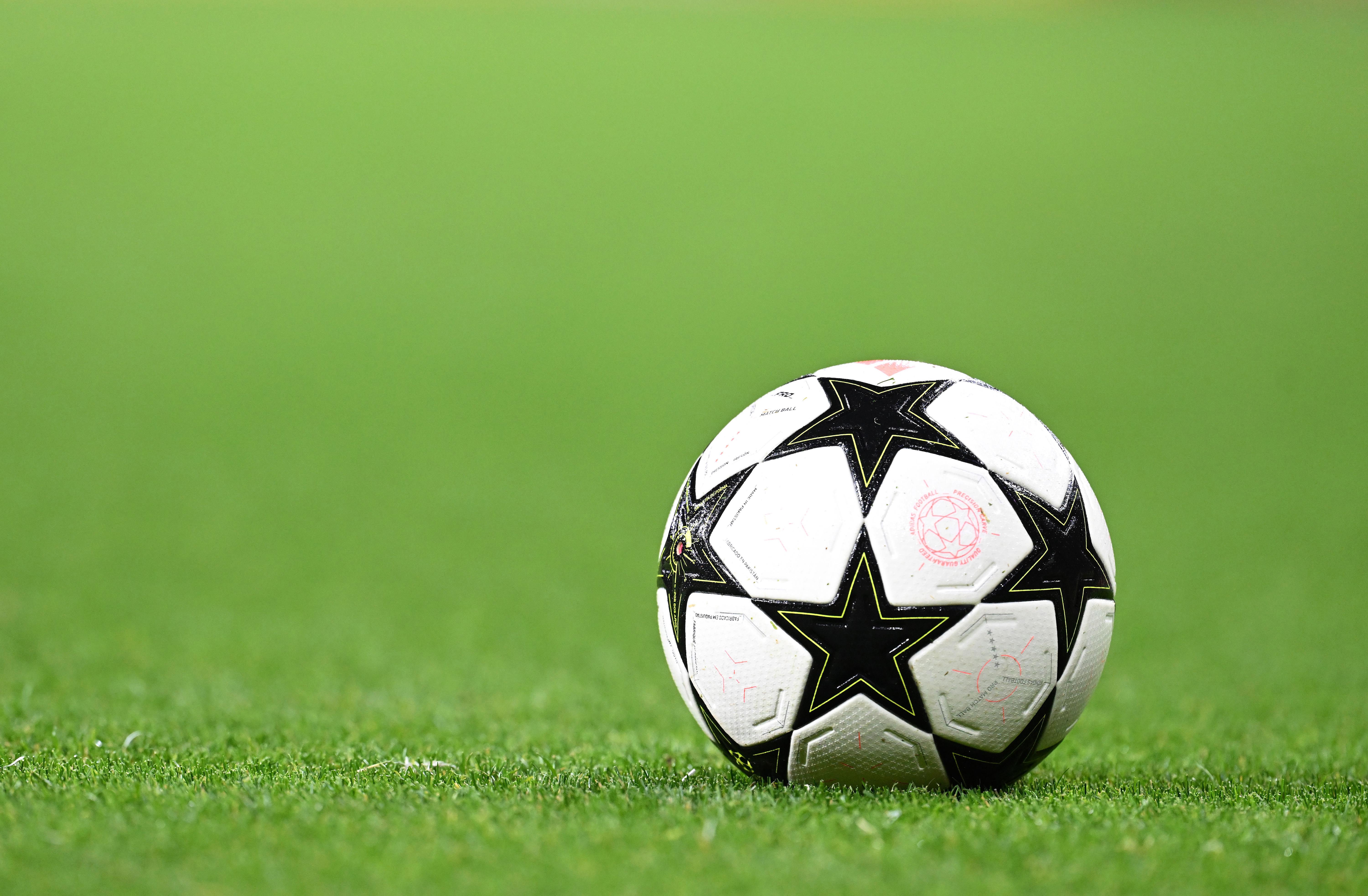 Champions League Official Football on the pitch at Arsenal's stadium